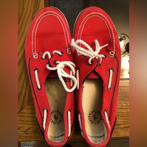 Polo Ralph Lauren, canvass boat shoes, red size 10 1/2 M good condition